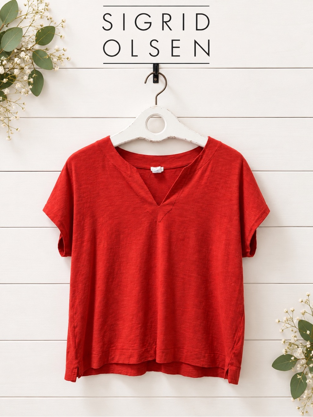 Sigrid Olsen Short Sleeve Top – Orange – Size XL